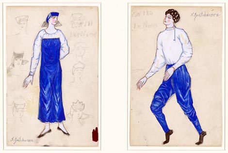 Skica Natalie Goncharove za kostime u baletu Svadba, kor. Bronislava Nižinska, 1923.