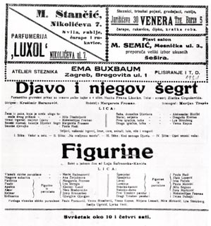 Programska cedulja s praizvedbe baleta Đavo i njegov šegrt