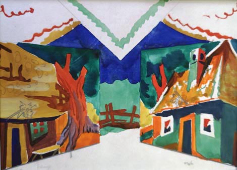 Marijan Trepše, scenografska skica za balet Đavo i njegov šegrt