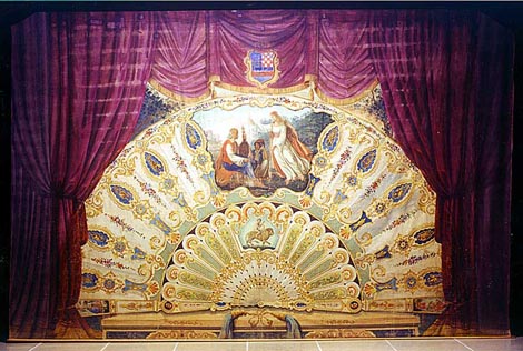 Najstariji svečani zastor zagrebačkog Kazališta. Jedini je sačuvani predmet iz scenske opreme kazališta na Gornjem gradu. Postavljen je oko 1850. Reprodukcija je slike Djed. unuk i vila Vjekoslava Karasa.