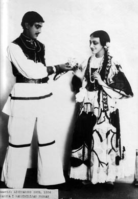 Maksimilijan i Margareta Froman na praizvedbi baleta LIcitarsko srce Krešimira Baranovića, Narodno kazalište u Zagrebu, 17. lipnja 1924.
