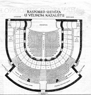 Tlocrt gledališta HNK u Zagrebu prije obnove 1967.-1969.